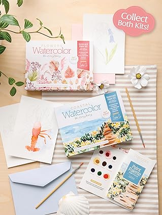 Watercolor the Easy Way Paint-Your-Own Watercolor Cards Coastal: Notecard Paint Kit with Paint and Brush Included