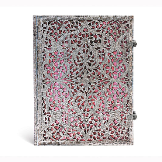 Paperblanks Silver Filigree Blush Pink Notebook Lined Pages Writing Journal Blank Sketch Book (Silver Filigree Collection) cover image