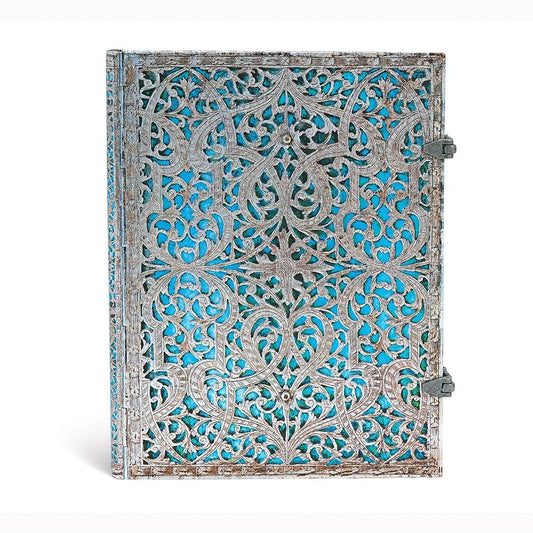Maya Blue Ultra Lined Hardcover Journal, 240pg, 120GSM by Paperblanks (Silver Filigree Collection) cover image