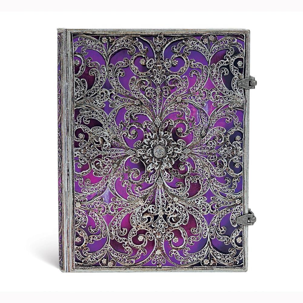 Aubergine Ultra Lined Hardcover Journal, 240pg, 120GSM by Paperblanks (Silver Filigree Collection) cover image