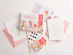 Watercolor the Easy Way Paint-Your-Own Watercolor Cards Flowers: Notecard Paint Kit with Paint and Brush Included
